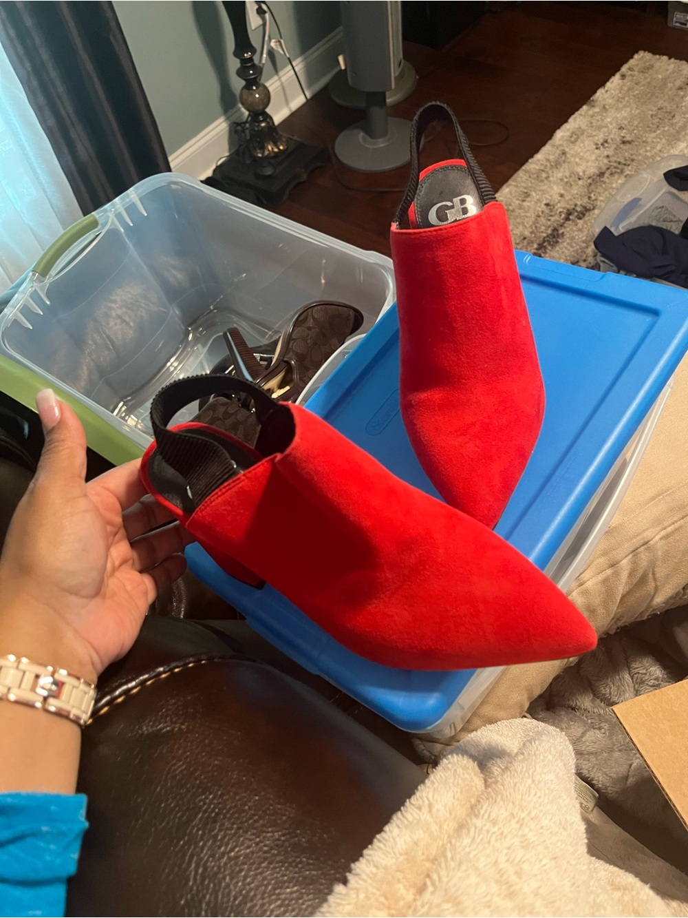 Gianni Bini Bright Red Pointed Slingback Mules